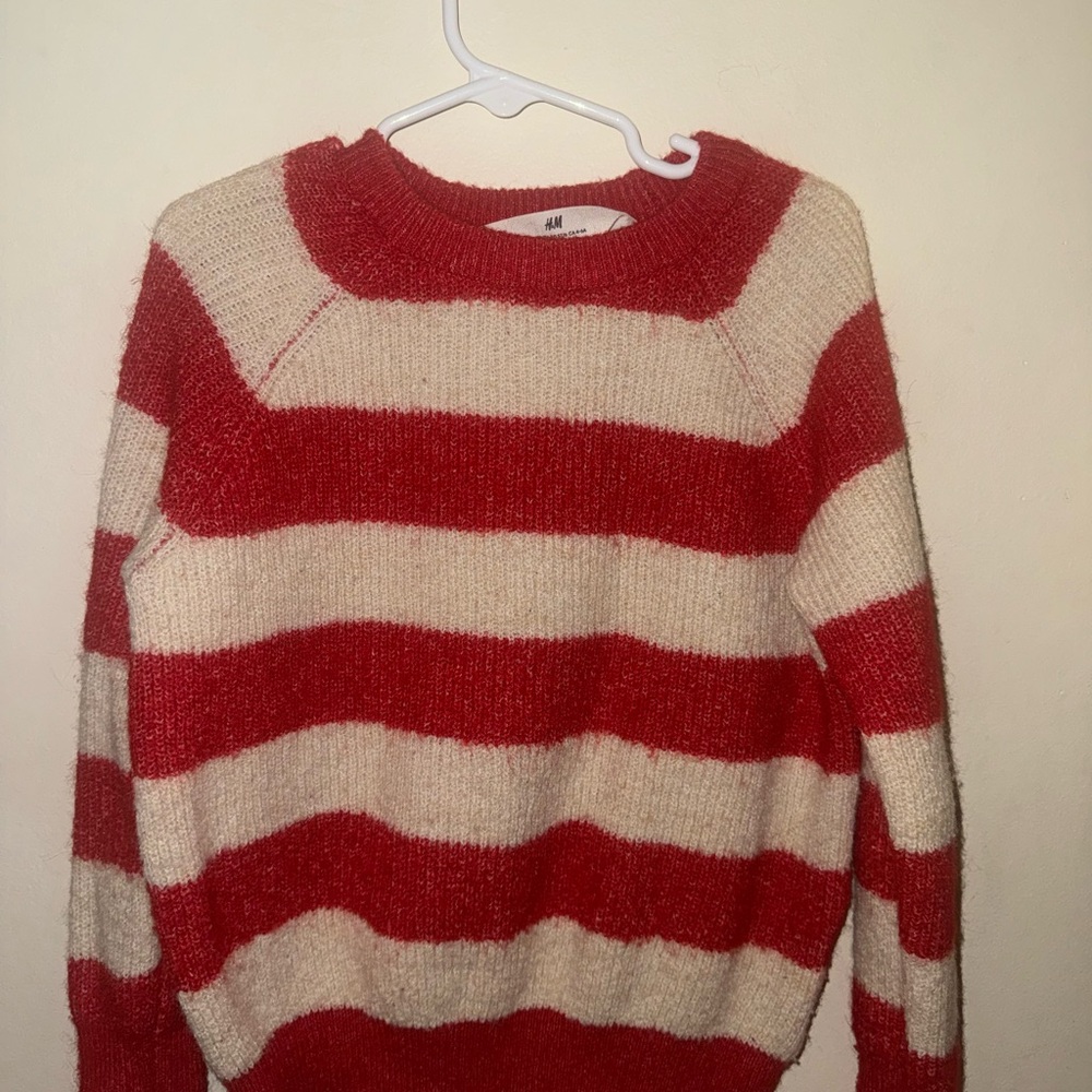 H&M Bold Red and Cream Striped Sweater